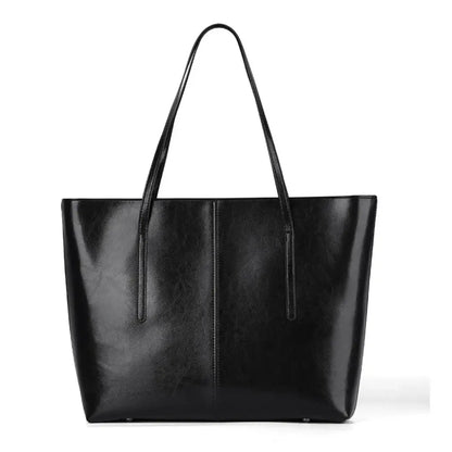 Women's Leather Tote Bag - Large Structured Shoulder Bag for Work