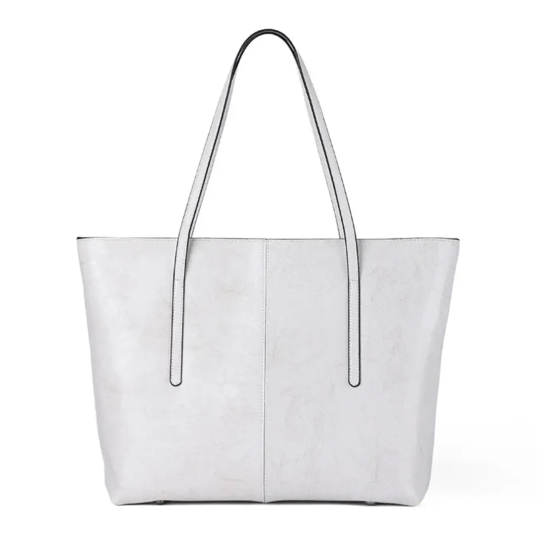Women's Leather Tote Bag - Large Structured Shoulder Bag for Work
