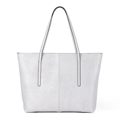 Women's Leather Tote Bag - Large Structured Shoulder Bag for Work