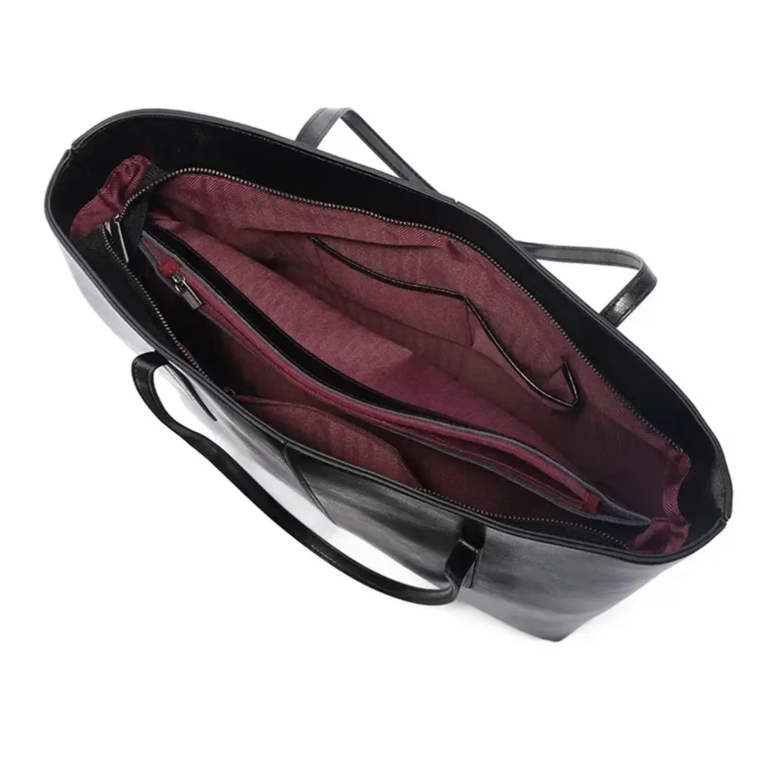Women's Leather Tote Bag - Large Structured Shoulder Bag for Work