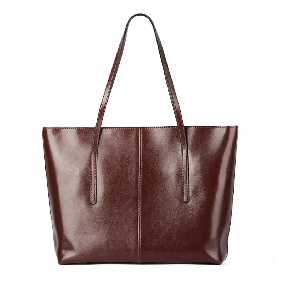 Women's Leather Tote Bag - Large Structured Shoulder Bag for Work