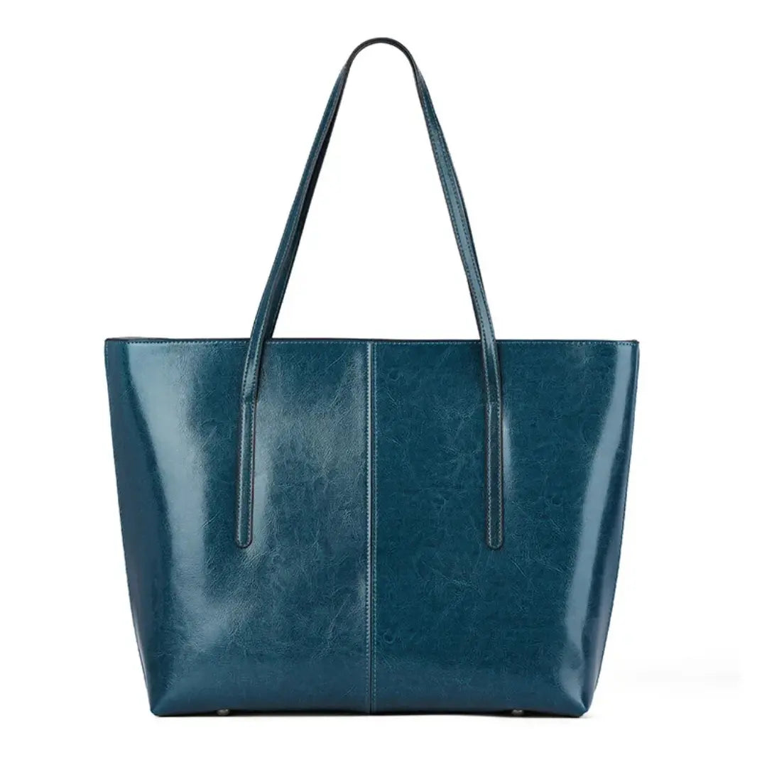 Women's Leather Tote Bag - Large Structured Shoulder Bag for Work
