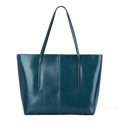 Women's Leather Tote Bag - Large Structured Shoulder Bag for Work