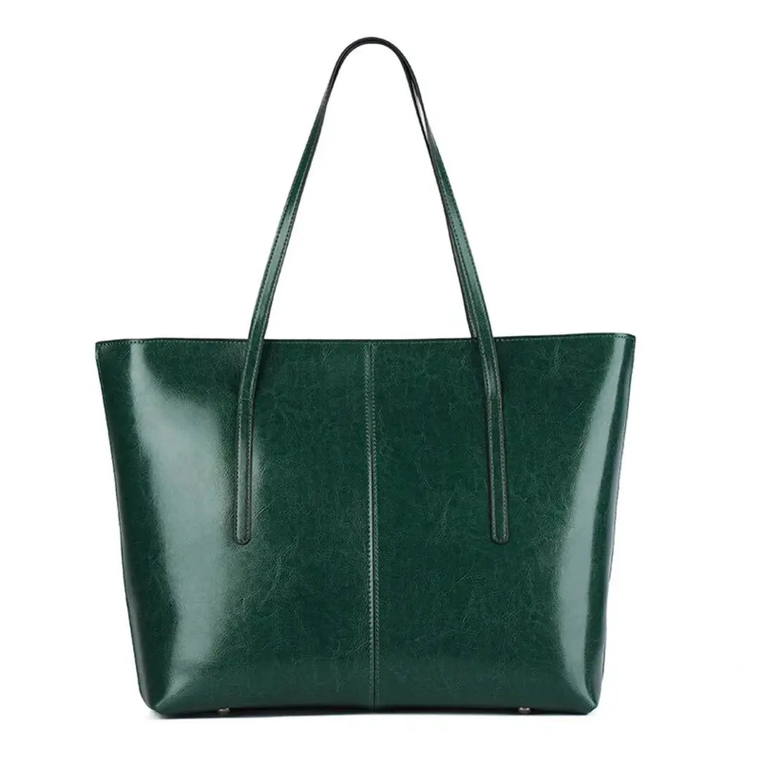 Women's Leather Tote Bag - Large Structured Shoulder Bag for Work