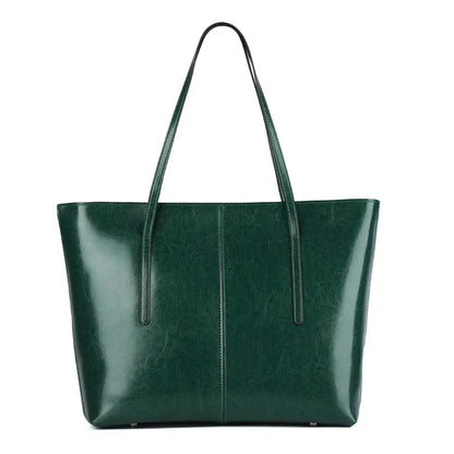 Women's Leather Tote Bag - Large Structured Shoulder Bag for Work
