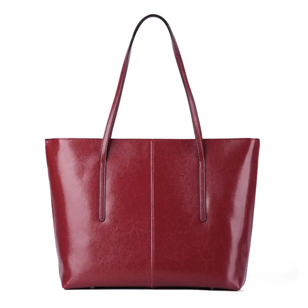 Women's Leather Tote Bag - Large Structured Shoulder Bag for Work