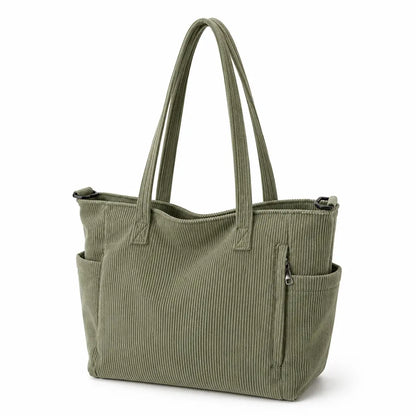 Stylish Corduroy Tote Bag for Women with Large Capacity Design