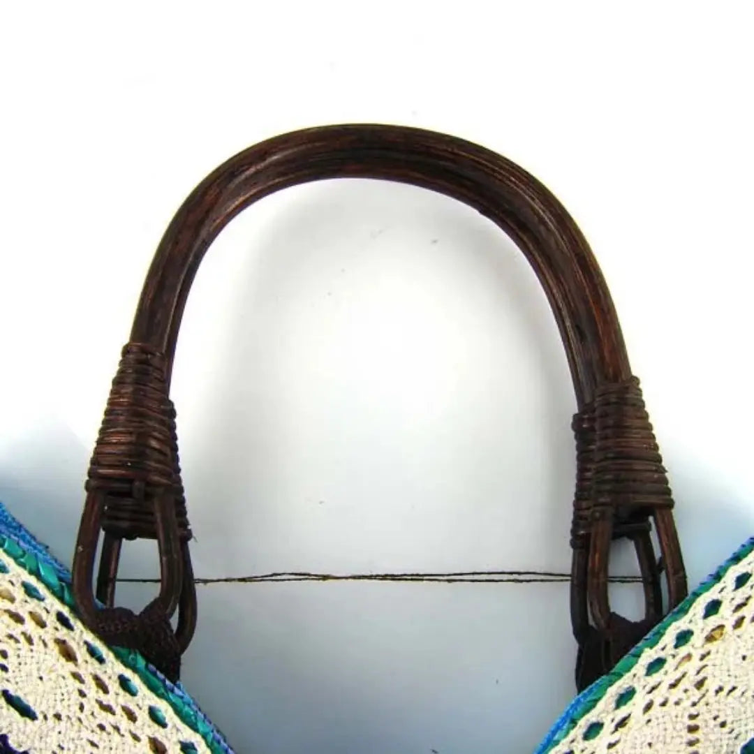 Straw Tote Bag for Women - Handmade Woven Beach Bag with Lace Bow for Summer Travel