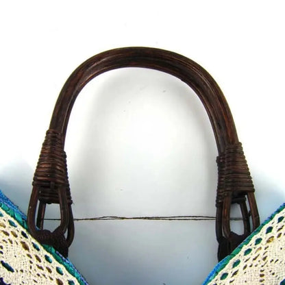 Straw Tote Bag for Women - Handmade Woven Beach Bag with Lace Bow for Summer Travel