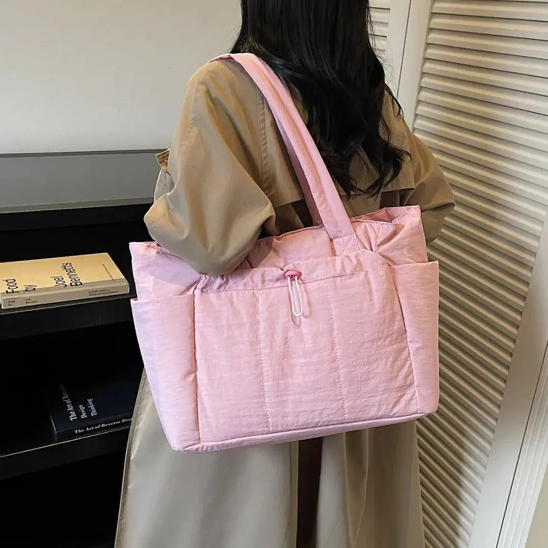Quilted Tote Bag for Women - Lightweight Laptop Shoulder Bag