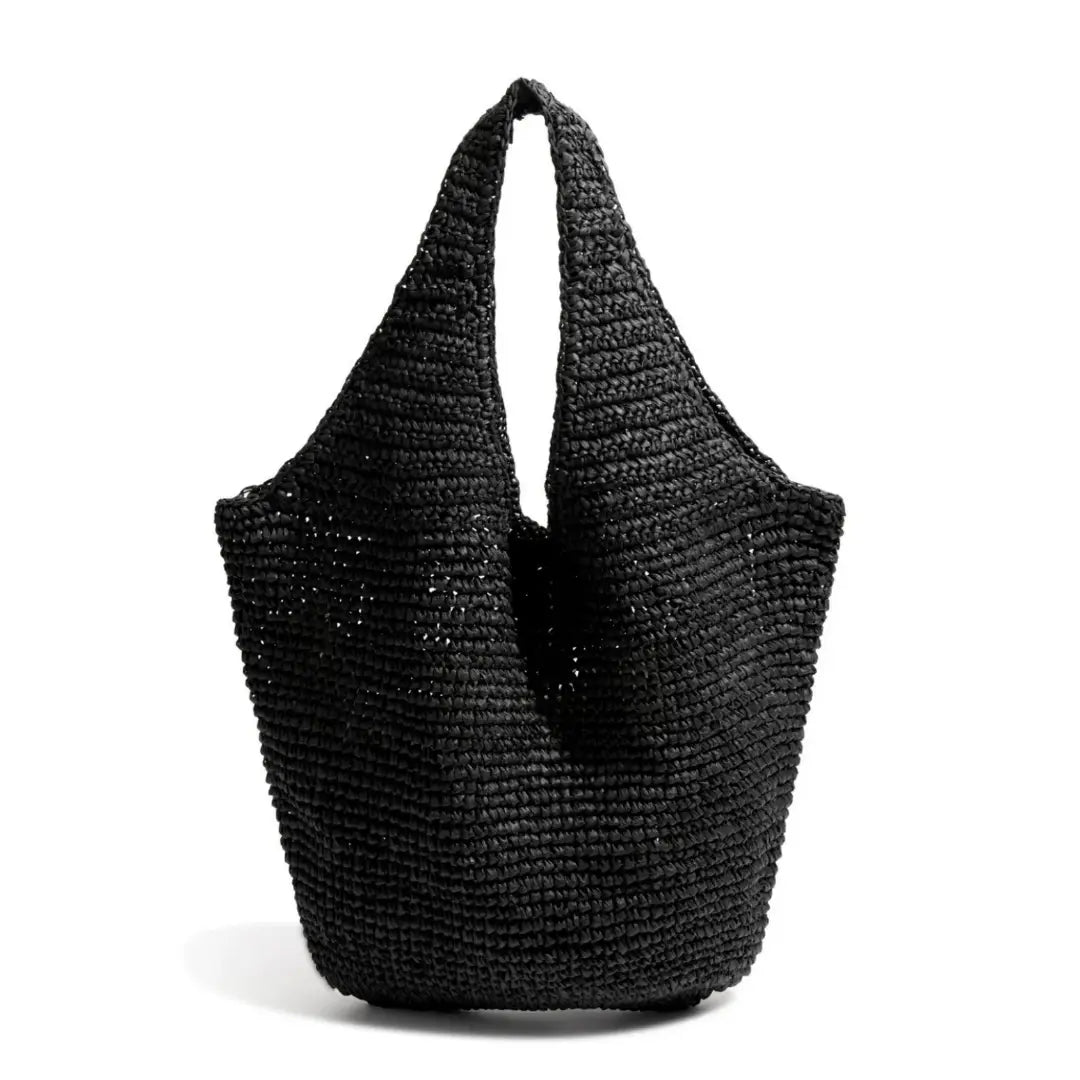 Large Straw Tote Bag for Women - Handmade Woven Beach Shoulder Bag