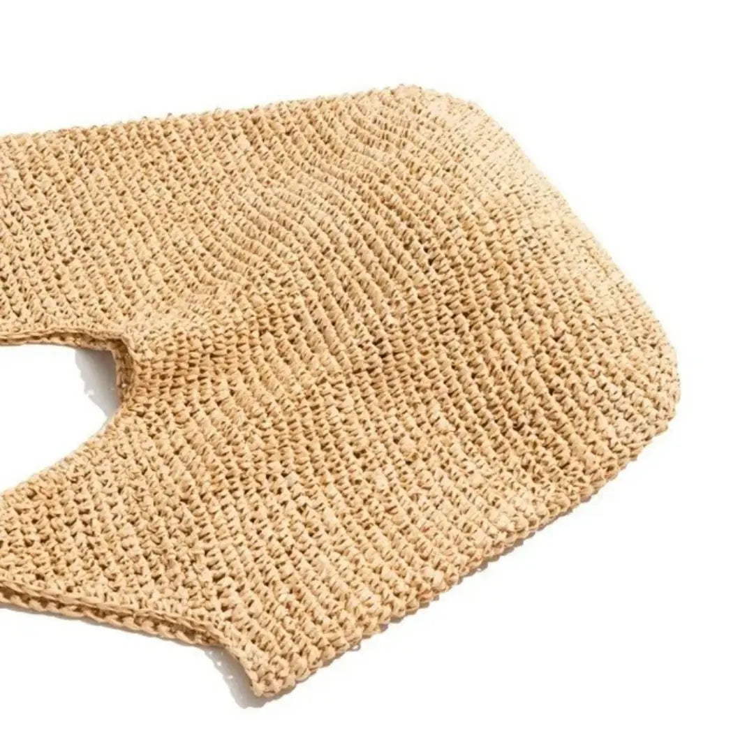 Large Straw Tote Bag for Women - Handmade Woven Beach Shoulder Bag