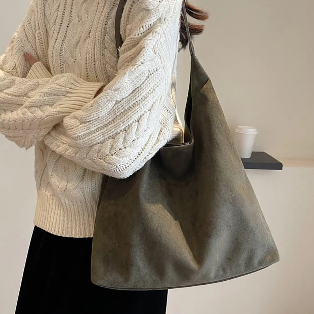 Suede Tote Bag for Women - Large Capacity Vintage Shoulder Bag