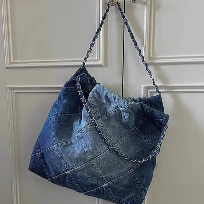 Denim Tote Bag for Women - Large Capacity Crossbody Shoulder Bag