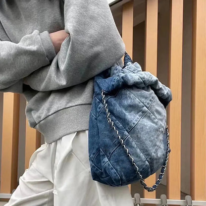 Denim Tote Bag for Women - Large Capacity Crossbody Shoulder Bag