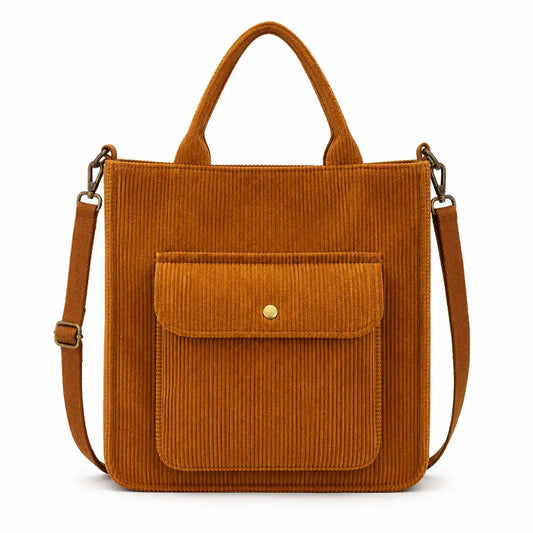 Corduroy Tote Bag for Women - Vintage Crossbody Shoulder Bag