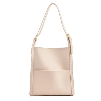 Velora – Minimalist PU Leather Tote Bag with Front Pocket & Adjustable Straps