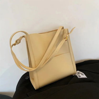 Velora – Minimalist PU Leather Tote Bag with Front Pocket & Adjustable Straps