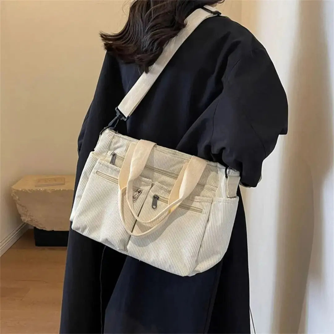 Corvia – Corduroy Tote Bag for Women with Multiple Pockets