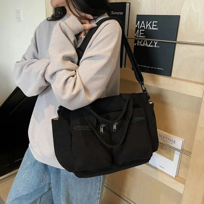 Corvia – Corduroy Tote Bag for Women with Multiple Pockets