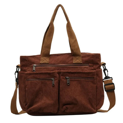 Corvia – Corduroy Tote Bag for Women with Multiple Pockets