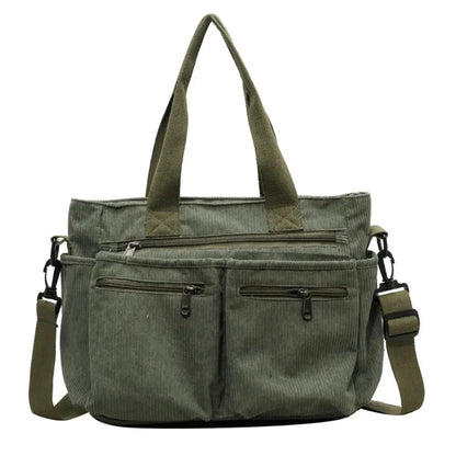 Corvia – Corduroy Tote Bag for Women with Multiple Pockets