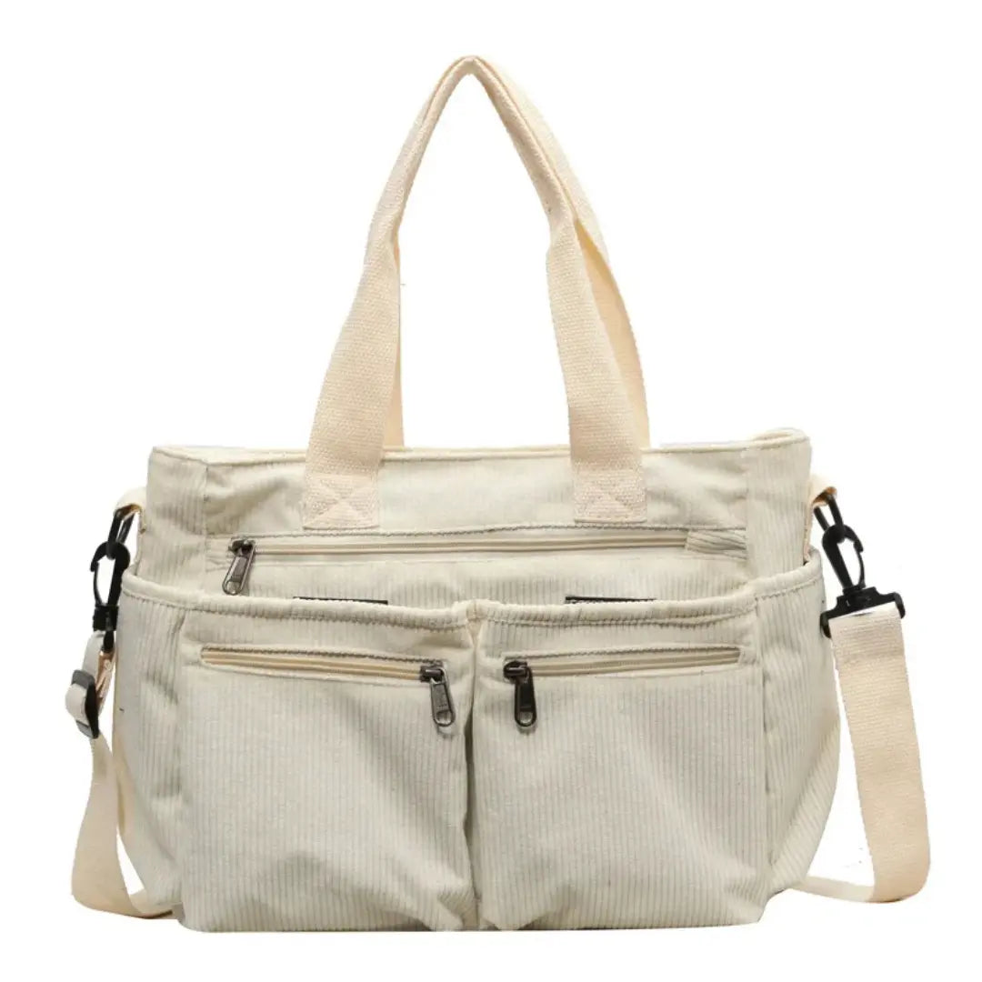Corvia – Corduroy Tote Bag for Women with Multiple Pockets