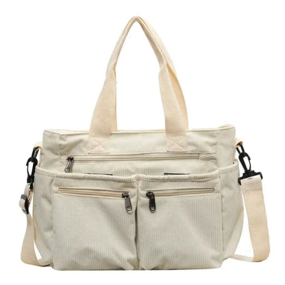 Corvia – Corduroy Tote Bag for Women with Multiple Pockets