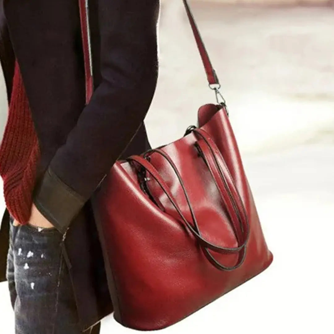 Virella – Vintage Oil Leather Tote Bag with Convertible Crossbody Strap