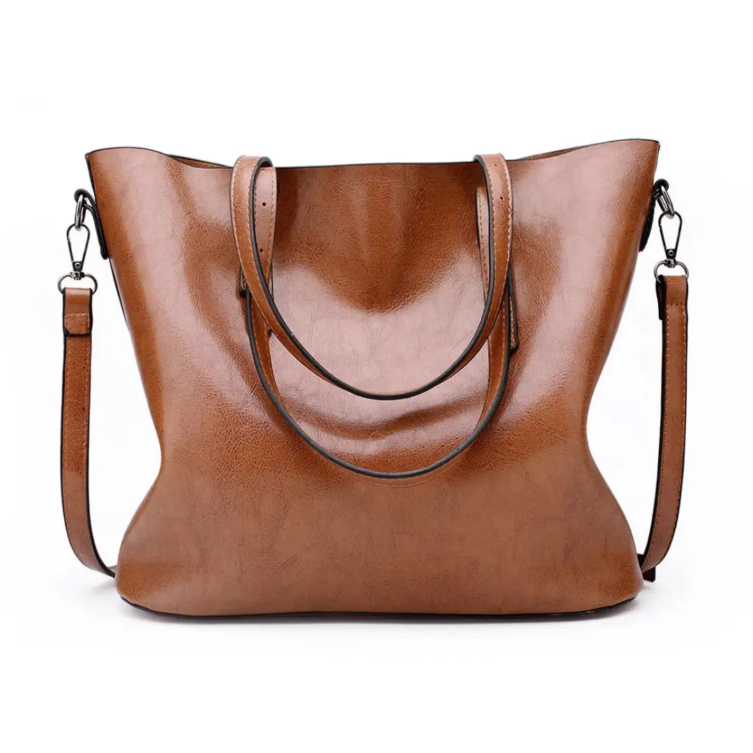 Virella – Vintage Oil Leather Tote Bag with Convertible Crossbody Strap