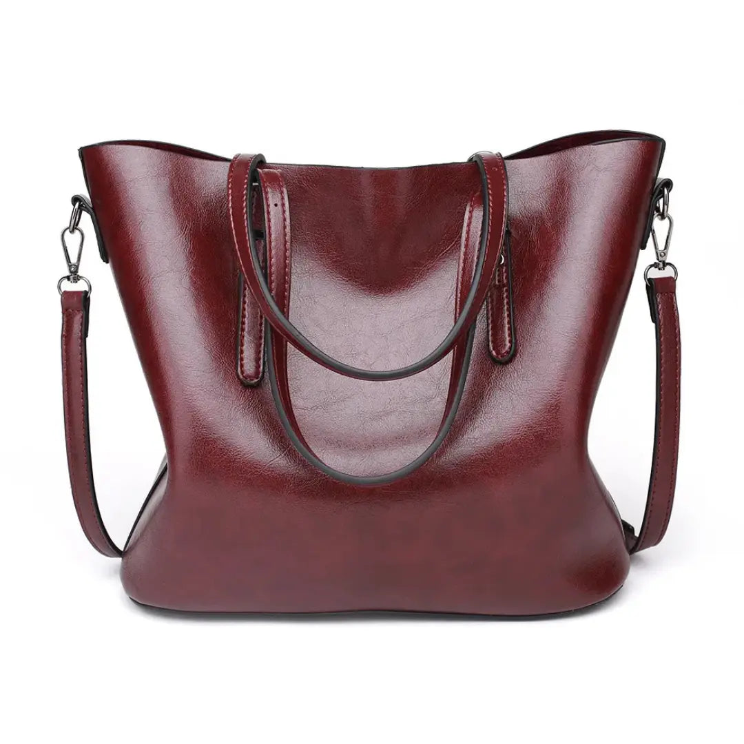 Virella – Vintage Oil Leather Tote Bag with Convertible Crossbody Strap