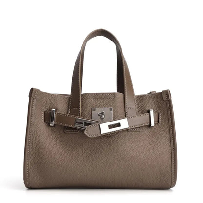 Eloria – Genuine Leather Satchel Tote Bag with Signature Lock Detail
