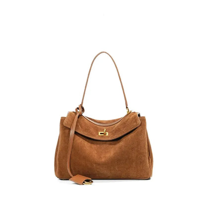 Zorella – Suede Leather Tote Bag Shoulder Handbag Frosted Cowhide Crossbody Purse