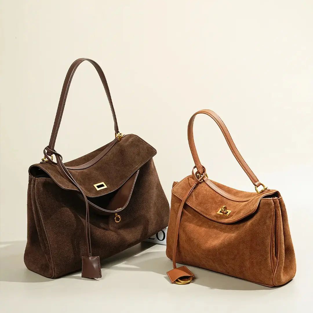 Zorella – Suede Leather Tote Bag Shoulder Handbag Frosted Cowhide Crossbody Purse