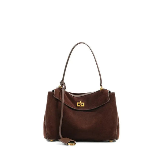 Zorella – Suede Leather Tote Bag Shoulder Handbag Frosted Cowhide Crossbody Purse