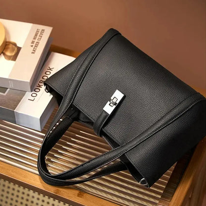 Genuine Leather Tote Bag for Women - Luxury Cowhide Top Handle Shoulder Bag