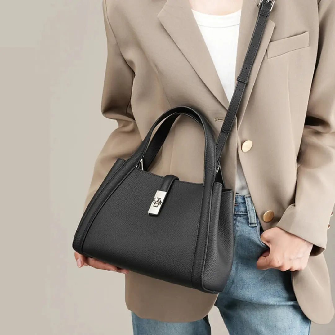 Genuine Leather Tote Bag for Women - Luxury Cowhide Top Handle Shoulder Bag