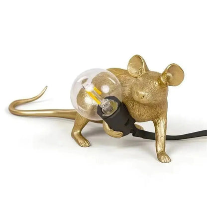 Art Deco Mouse Table Lamp - Quirky Resin LED Accent Light for Playful Modern Interiors