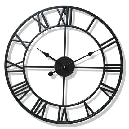 3D Roman Numerals 40cm Wall Clock - Retro Metal Iron Round Design