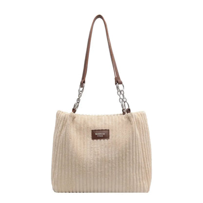 Cordexa – Corduroy Shoulder Tote Bag Soft Ribbed Travel Bag