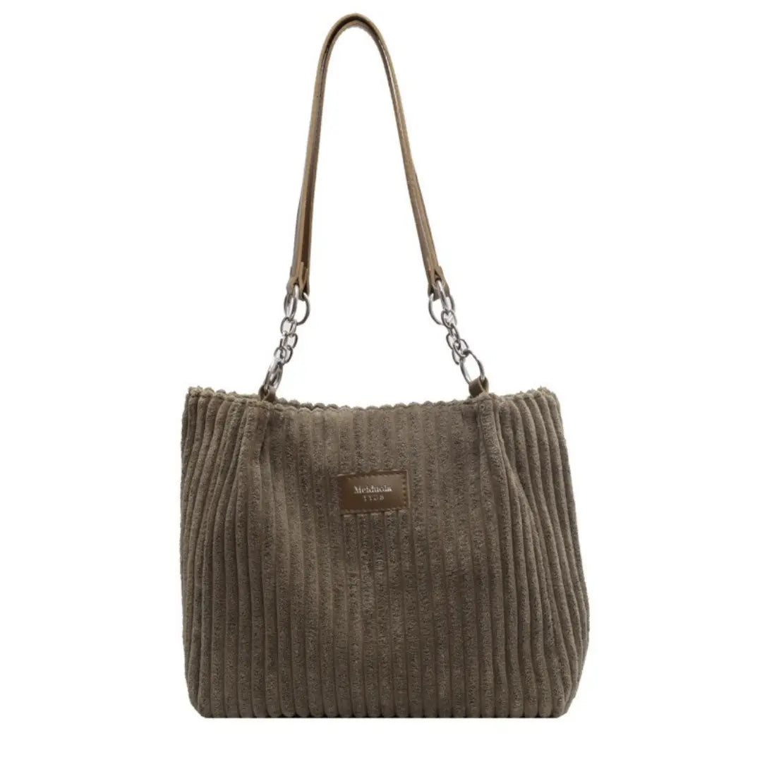 Cordexa – Corduroy Shoulder Tote Bag Soft Ribbed Travel Bag