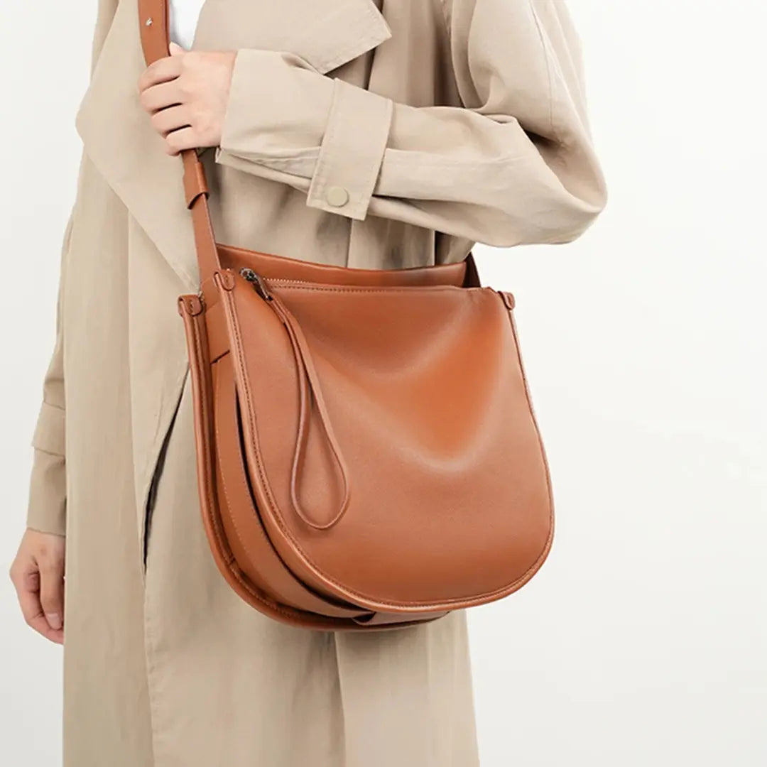 Lunara – Genuine Leather Hobo Bag for Women Luxury Cowhide Work Handbag