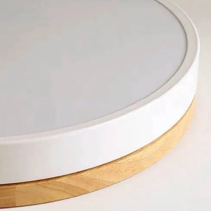 Flush Ceiling Lights - Modern Wooden Round Flat LED Light
