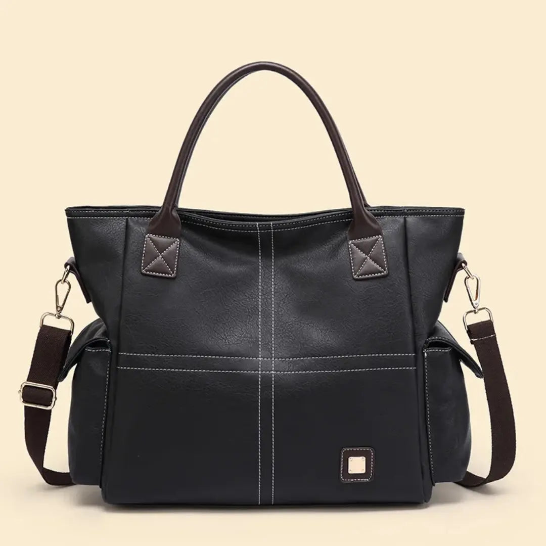 Virella – Vintage Leather Laptop Tote Bag for Women Large Capacity Shoulder Bag