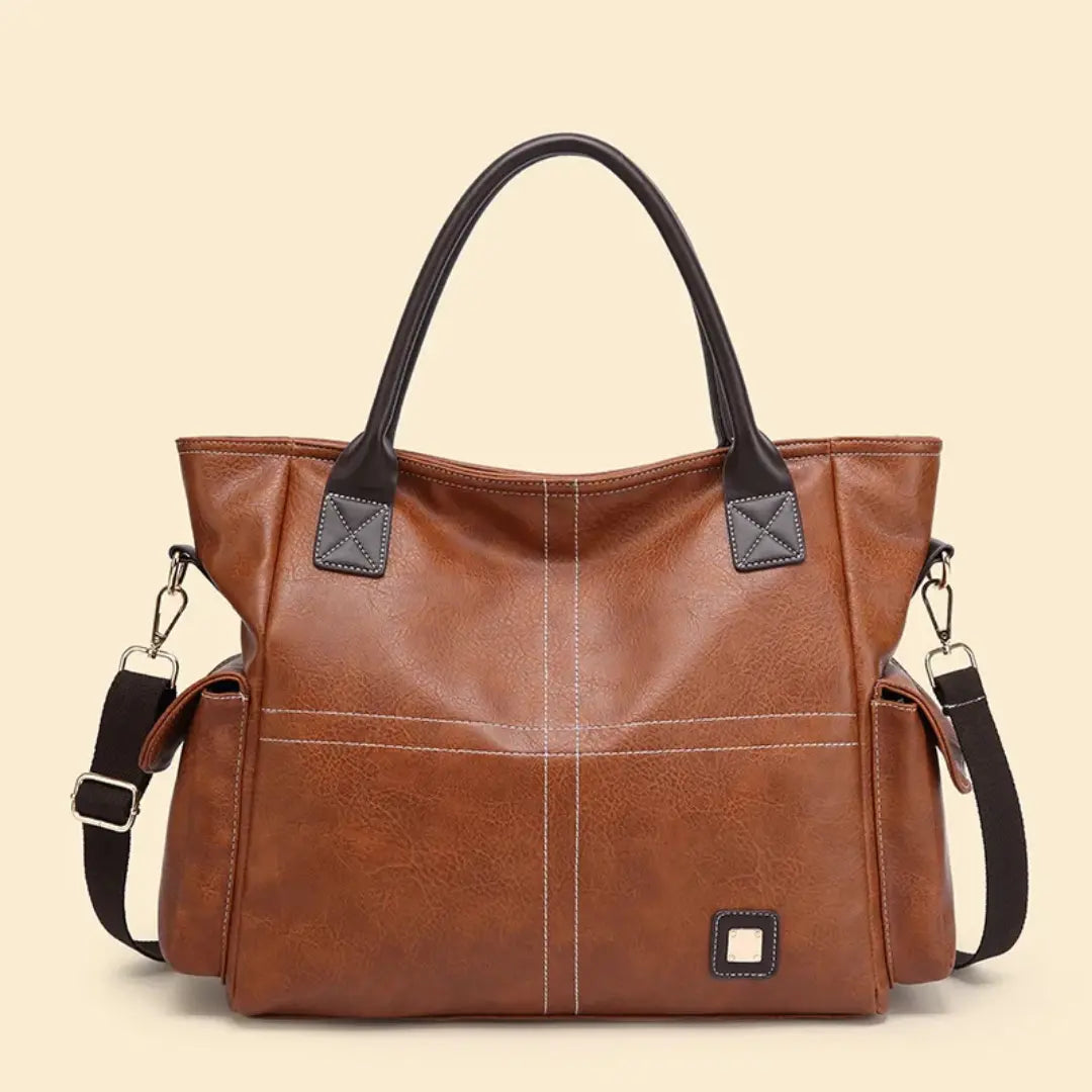 Virella – Vintage Leather Laptop Tote Bag for Women Large Capacity Shoulder Bag