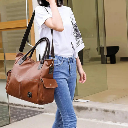 Virella – Vintage Leather Laptop Tote Bag for Women Large Capacity Shoulder Bag