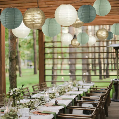 15 PCs Paper Lanterns Set - Rustic Hanging Decorations for Weddings and Parties