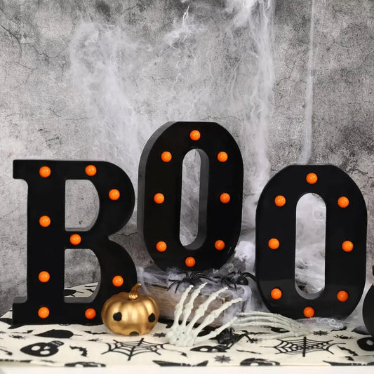 Halloween BOO LED Marquee Light Sign - Indoor Party Decoration