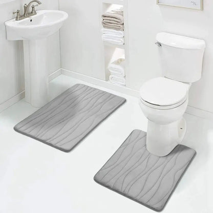2PCs Bathroom Mat Set - Non Slip & Ultra Absorbent Memory Foam Mats