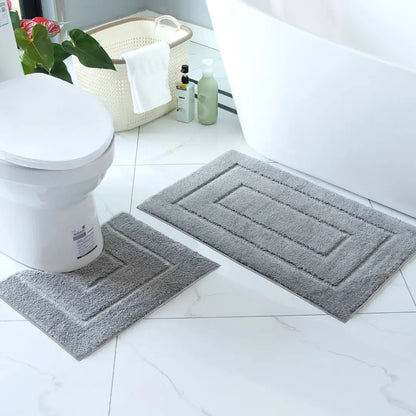 2 Piece Bathroom Mat Set - Soft Absorbent Bath Mat & Pedestal Mat